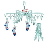 GmeDhc Sock Dryer, 24 Peg Sock Hanger for Washing Line, Hanging Rotable Sock Drying Racks, Folding Sock Hangers with Clips for Underwear Socks Lingerie Baby Clothes (green)
