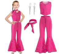 GMEDJVE Girls Cowgirl Costume Movie Heroine Cosplay Pink cowgirl outfit Kids Western Christmas Party Dress up 3-12Y