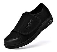 Gmedonm Women's Wide Shoes with Adjustable Lightweight for Diabetic Edema Plantar Fasciitis Bunions Arthritis Swollen Feet Air Cushion Bottom Fattening and Widening Elderly Shoes, Black, 8 Wide
