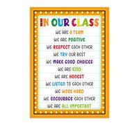 GMEMNOV Classroom Rules Poster - Motivational Inspirational Posters for Classroom Laminated Class Rules Poster for Elementary Middle School Back to School Decorations Teacher Supplies