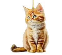 GMEMNOV Orange Cat Christmas Ornament - Realistic 2D Cats Ornaments for Christmas Tree Decor - Acrylic Lifelike Kitten Ornament Gifts for Cat Lovers Women & Men Pet Memorial Keepsake (3 Inch)