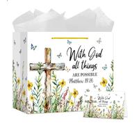 GMEMNOV Religious Christian Gift Bag- Baptism Gifts Bag with Handle First Communion Gift Bag