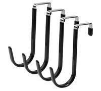 Gments 4Pcs Over Door Hooks Fits Fits 4.5cm Single Over The Door Hangers Wide Kitchen Stainless Steel Towel Coat Hooks with Anti-Scratch Rubber Surface for Hanging Clothes Starter Garland, Black