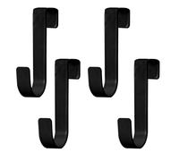 Gments 4Pcs Over Door Hooks Single Over The Door Hangers Heavy Duty Stainless Steel Reversible Wreath Hooks Metal for Bathroom Kitchen Cupboard Cabinet Bedroom Hanging Clothes Starter Garland, Black