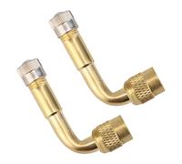 Gments Tire Valve Extension Adapter Valve Stem Extender 90 Degree Brass for Easy Access Air Maintenance Compatible with Cars Motorcycles Bikes Trucks Strollers 2 Metal Caps
