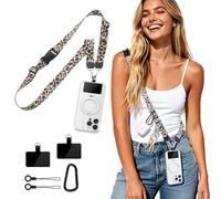 GMETINK Multifunctional Phone Lanyard, Cell Phone Universal Adjustable Anti-Theft Crossbody Phone Strap Fits Full Cover Phone Cases, Portable Key Clip, Travel Essential(Leopard Stripes)
