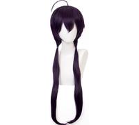 GmfLeX 80cm Kyoka Izumi Cosplay Wigs Dark Purple with Bangs Long Straight with Double Ponytails Heat Resistant Synthetic Hair Halloween Costumes Wig