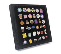 GMFrames 11x11 Enamel Pin Display Case, Pin Collection Display Frame with Real Glass, Shadow Box for Wall and Tabletop, Pin Holder Black