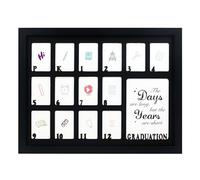 GMFrames School Days Photo Frames Prek-12 School Years Picture Frame 12 * 16 for Pre-School & Kindergarten to 12th Grade Holds (1) 5x7 & (13) 2x3 Wallet Size Photos Black