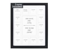 GMFrames School Years Picture Frame Prek-12 Graduation Photo Collage Frame with Mat, Displays (1) 5x7 Photo and (14) 2x2 Pictures Black