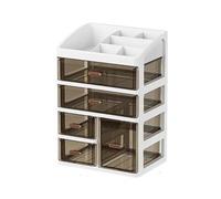 GMGQJST Compartment Storage Boxes Large-capacity Desk Organizer Storage Box Dust-proof Clear Dormitory Drawer Display Rack Plastic Skin Care Products Shelf(C Slant 4 Layers)