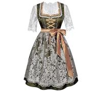 GMGQJST Dirndl Dress Women Women's Fancy Princess Sleeve Dresses With Lace Apron Tradition Costume For Women Beer Girls Maid Costumes(M)