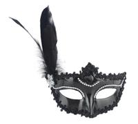 GMGQJST Feather Mask Party Mask Woman Masquerade Eye MaskPeacock Feathers Half Face Mask Prom Cosplay Costume(Black)