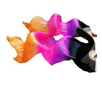 GMGQJST Folding Handheld Feather Fan 1pc Right Fans+1 Pc Left Fans 5 Size*0.9m(XX*35") Hand Painted Belly Dance Silk Fan Veil, Green Color Mix Color(Red,180cm-90cm)