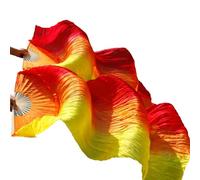 GMGQJST Folding Handheld Feather Fan Handmade Women Silk Belly Dance Fan Dance Real Silk Veils 1 Pair(Grey,S-120cm-1pair(2pcs))