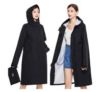 GMGQJST Poncho Waterproof Adult Lightweight Waterproof Classic Raincoat Long Rain Jacket(Black,XXL)