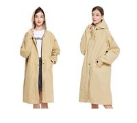 GMGQJST Poncho Waterproof Adult Lightweight Waterproof Classic Raincoat Long Rain Jacket(Dark Khaki,L)