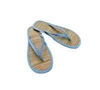 GMGQJST Women Straw Slipper Women Flat Flip-flops Slippers Comfortable Non-slip Sandals Rattan Home Bathroom Shoes(Blue,38)