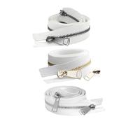GMGQJST Zips For Jackets 20/30/40/50/60/70/80cm 5# Colorful Open-end Double Sliders Metal Zipper DIY Handcraft For Cloth Pocket Garment Bags(White,50CM_GOLD ZIPPER)