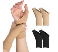 GMHLLES 2 Pairs Hand Support, Elastic Wrist and Thumb Support with Gel Pad, Breathable Comfortable Thumb Supports for a Variety of Activities (Black, Skin Color)