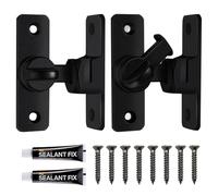 GMHLLES 2 Pcs Black Sliding Door Latch Locks, 90/180 Degree flip Sliding Door Lock, Security Small Gate Latch, Thickened Anti-Rust Garden Gate Locks for Barn, Garden, Bathroom,Outdoor, Garage,Window