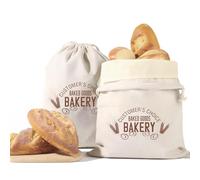 GMHLLES 2 PCS Bread Bags for Homemade Bread,Reusable Bread Bag,Cotton Material,with Drawstring Closure Can Store a Variety of Food to Ensure Freshness (35×45cm