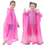 GMHLLES 2PCS Kids Poncho Waterproof, XXL Portable Rain Poncho, Reusable EVA Raincoat for Kids with Hood and Sleeves for Outdoor Activities(Pink)