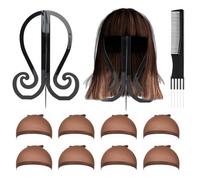 GMHLLES 2Pcs Wig Stand Black Sturdy Holders 8PCS Wig Hair Net Travel Easy to Assemble and Disassemble