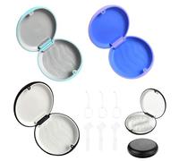 GMHLLES 3 Pcs Retainer Case, Magnetic Closure Retainer Box, Portable Round Textured Line Anti-Slip Denture Box with Removal Tools, Aligner Case Compatible with Invisalign