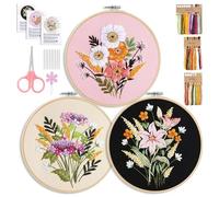 GMHLLES 3PCS Embroidery Starter Kit for Adults & Beginners - Hand Embroidery Kit with Hoop & DIY Art Project