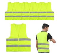 GMHLLES 5 Pieces High Vis Vests, High Vis Vest, Hi Viz Vests Yellow, Safety Reflective Jacket, Magic Tape Design, Suitable for Traffic Work, Security, Running, Cycling, Construction Engineering