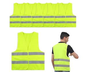 GMHLLES 5 Pieces High Vis Vests, High Vis Vest, Hi Viz Vests Yellow, Safety Reflective Jacket, Magic Tape Design, Suitable for Traffic Work, Security, Running, Cycling, Construction Engineering