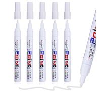 GMHLLES 5Pcs White Paint Pen, Waterproof Permanent Marker Pen, 2-3mm Quick Drying Oil Based Paint Pens for Rock Painting, Tyre, Fabric, Wood, Metal, Plastic, Glass, Leather, DIY Craft