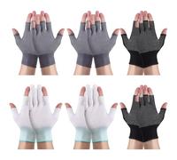 GMHLLES 6 Pairs Fingerless Work Gloves Mens Fingerless Gloves Anti-Slip Suitable for Construction Work Outdoor Sports Activities (Black White Gray)