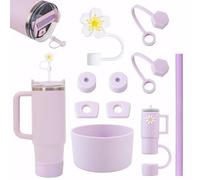 GMHLLES Compatible with Stanley Cup Accessories Set, Includs 6 Pcs Silicone Spill Proof Stopper, 1Pcs 31cm Straw, 2Pcs Straw Cover Cap for 9-10 mm Straw, 1 Pcs Silicone Boot for 40oz&30oz Tumbler