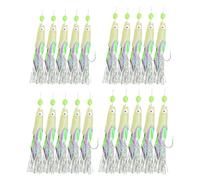 GMHLLES Mackerel Feathers for Fishing 20 Pcs Set Mackerel Lures, Feathers with Luminous Beads, Sea Fishing and Freshwater Dual Use, Suitable Width 12/11/10/9mm)