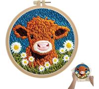 GMHLLES Punch Needle Kits for Adults Beginners, Highland Cow Needle Punch Kits for aZdults Cute Cartoon DIY Punch Stitching Kit Suitable for Children's Adult Holiday Decorations and Gifts