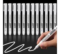 GMHLLES White Paint Pens - 12 PCS Permanent Waterproof White Markers for Fabric, Rock Painting, Tire Art, Paper, Wood, Glass, Coloring, Graffiti
