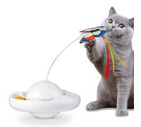 Gmiigu Cat Toy Self-Employment Interactive Electric Intelligence with 2 Butterflies and 2 Balls, 3-Speed Cat Toy Tumbler for Adults Cats, Kittens, White (Without Battery)