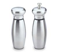 Gmill by Grunwerg Deluxe 2 Piece Pepper Mill & Salt Shaker, Stainless Steel, Satin Finish, 15cm, Silver Gray