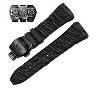 GMJGCIRVC 28mm Nylon Genuine Leather Silicone Watch Band Black Blue Folding Buckle Watch Strap for Franck Muller V45 Series Watchbands (Color : 25-12mm, Size : 28mm)