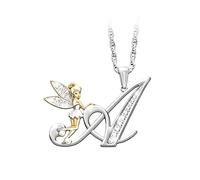 GMJGCIRVC 925 Sterling Silver Fairy Necklace For Women, Lovely Crystal A B C D E F G H Letters Flower Fairy Necklaces, Tinkerbell Necklace, Fairy Jewelry, Tinkerbell Jewelry