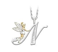 GMJGCIRVC 925 Sterling Silver Fairy Necklace For Women, Lovely Crystal I J K L M N O Letters Flower Fairy Necklaces, Tinkerbell Necklace, Fairy Jewelry, Tinkerbell Jewelry