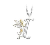 GMJGCIRVC 925 Sterling Silver Fairy Necklace For Women, Lovely Crystal I J K L M N O Letters Flower Fairy Necklaces, Tinkerbell Necklace, Fairy Jewelry, Tinkerbell Jewelry