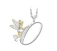 GMJGCIRVC 925 Sterling Silver Fairy Necklace For Women, Lovely Crystal I J K L M N O Letters Flower Fairy Necklaces, Tinkerbell Necklace, Fairy Jewelry, Tinkerbell Jewelry