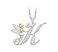 GMJGCIRVC 925 Sterling Silver Fairy Necklace For Women, Lovely Crystal I J K L M N O Letters Flower Fairy Necklaces, Tinkerbell Necklace, Fairy Jewelry, Tinkerbell Jewelry