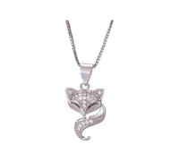 GMJGCIRVC 925 Sterling Silver Fox Necklace For Women And Men, Zircon Fox Pendant Fox Animal Choker Pendant, Fox Girl Gold Initial Necklace, Fox Jewelry For Women, Therian Jewelry