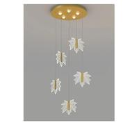 GMJGCIRVC Acrylic Maple Leaf Pendant Lamp Stairs Chandelier Compatible with Bedroom Headboard Living Room Duplex Building Led Hanglamp, for