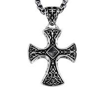 GMJGCIRVC Big Black Natural Stone Cross Charms Pendant Mens Large Maltese Cross Black Rhinestone Center