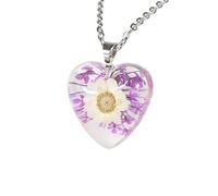 GMJGCIRVC Dried Pressed Flowers For Women And Girls, 925 Sterling Silver Dried Flowers Necklaces Elegant Floral Teardrop And Heart Shapes, Forget Me Not Necklace, Pressed Flower Jewelry